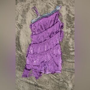 NWOT Purple sequin and  fringe dance costume